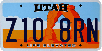 UT license plate Z108RN