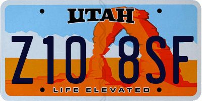 UT license plate Z108SF