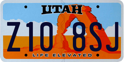 UT license plate Z108SJ