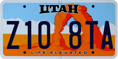 UT license plate Z108TA