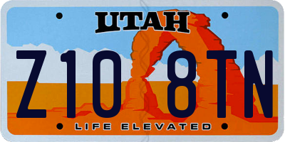 UT license plate Z108TN