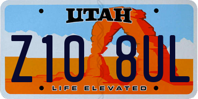 UT license plate Z108UL
