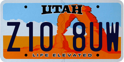 UT license plate Z108UW