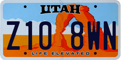 UT license plate Z108WN