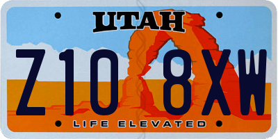 UT license plate Z108XW