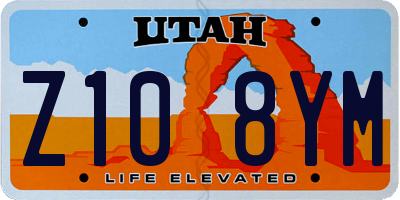 UT license plate Z108YM