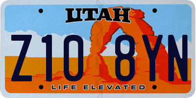 UT license plate Z108YN