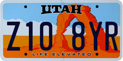UT license plate Z108YR