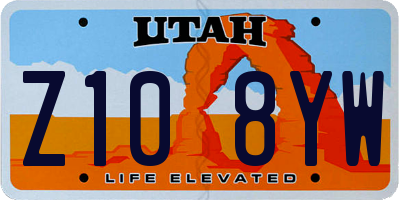 UT license plate Z108YW