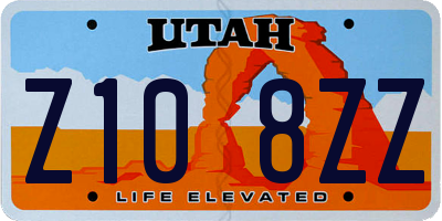 UT license plate Z108ZZ