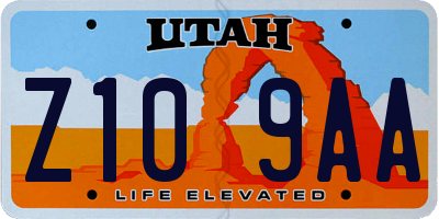 UT license plate Z109AA