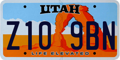 UT license plate Z109BN