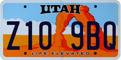 UT license plate Z109BQ