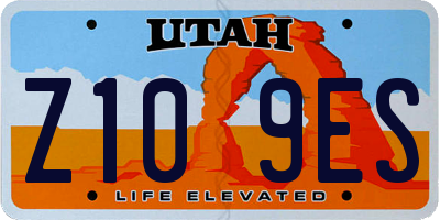 UT license plate Z109ES