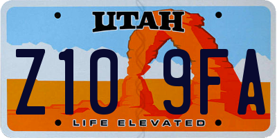 UT license plate Z109FA