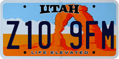 UT license plate Z109FM