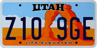 UT license plate Z109GE