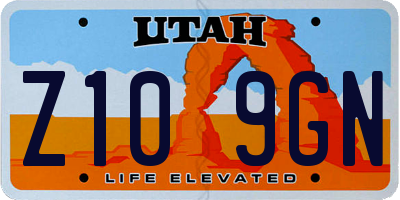UT license plate Z109GN
