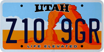 UT license plate Z109GR
