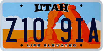 UT license plate Z109IA