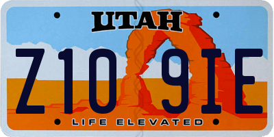 UT license plate Z109IE