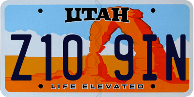 UT license plate Z109IN