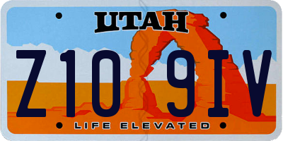 UT license plate Z109IV