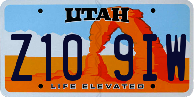 UT license plate Z109IW