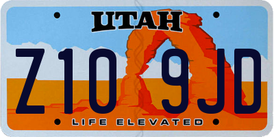 UT license plate Z109JD