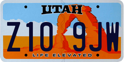 UT license plate Z109JW