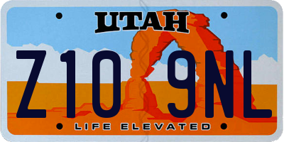 UT license plate Z109NL