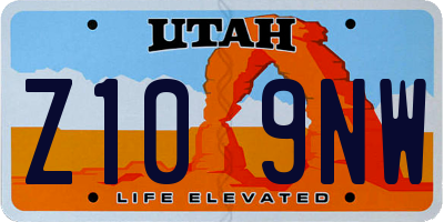 UT license plate Z109NW