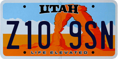 UT license plate Z109SN