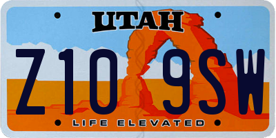 UT license plate Z109SW
