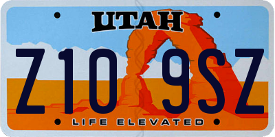 UT license plate Z109SZ
