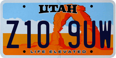 UT license plate Z109UW