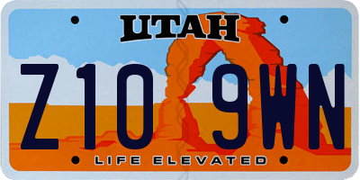 UT license plate Z109WN