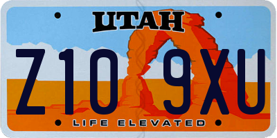 UT license plate Z109XU