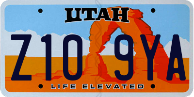 UT license plate Z109YA