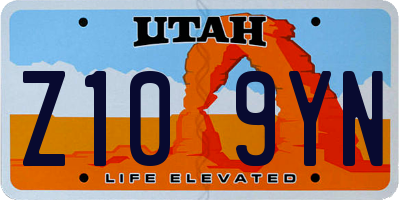 UT license plate Z109YN