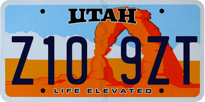 UT license plate Z109ZT