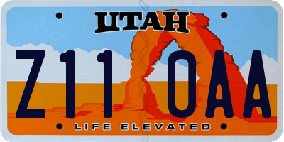 UT license plate Z110AA