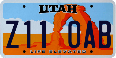 UT license plate Z110AB