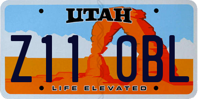 UT license plate Z110BL