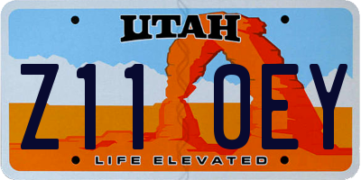 UT license plate Z110EY