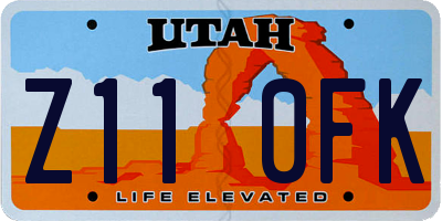 UT license plate Z110FK