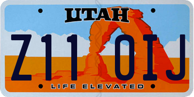 UT license plate Z110IJ