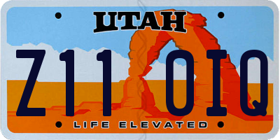 UT license plate Z110IQ