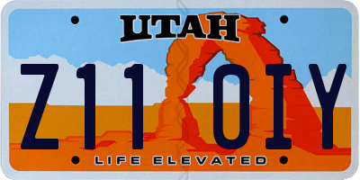 UT license plate Z110IY