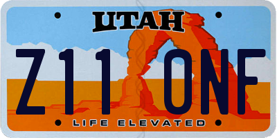 UT license plate Z110NF